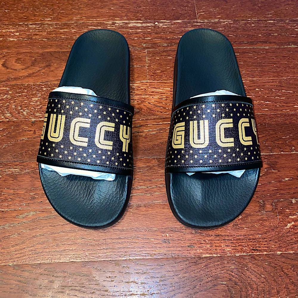 Gucci “Guccy” Sega Pursuit Slides Mens Size 8 || RARE DISCONTINUED MODEL